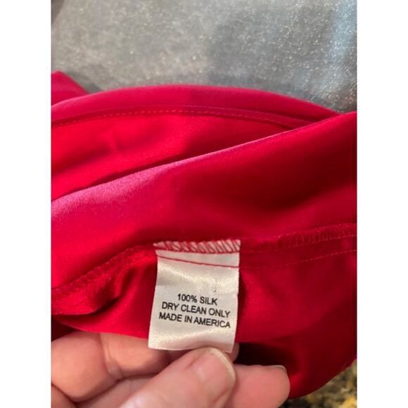 Amanda Uprichard Mini Dress Strapless Red Ruffle 100% Silk Cocktail Party Small - Picture 6 of 7